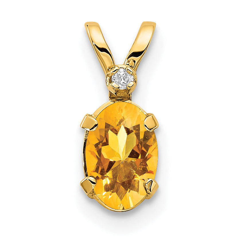 14K Diamond & Citrine Birthstone Pendant