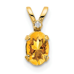 14K Diamond & Citrine Birthstone Pendant