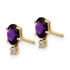 14K Diamond & Amethyst Birthstone Earrings