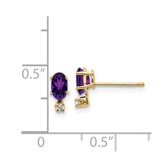 14k Diamond & Amethyst Birthstone Earrings