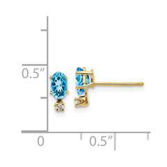 14k Diamond & Blue Topaz Birthstone Earrings