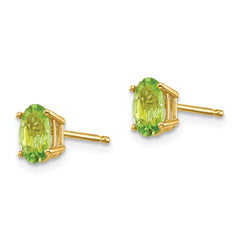 14K 6x4 Oval August/Peridot Post Earrings