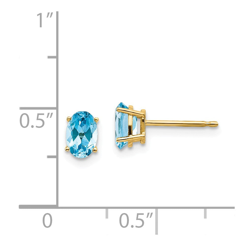 14k 6x4 Oval December/Blue Topaz Post Earrings