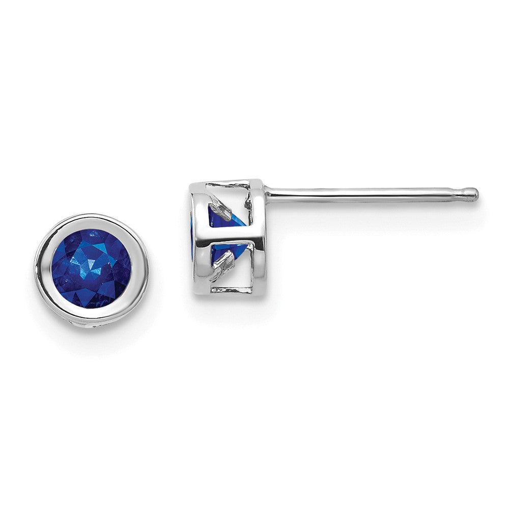 14K White Gold  4mm September Sapphire Earrings