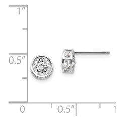 14k White Gold  5mm Bezel White Topaz Stud Earrings