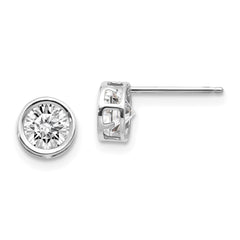 14K White Gold  5mm Bezel White Topaz Stud Earrings