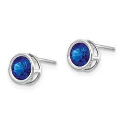 14K White Gold  5mm Bezel Sapphire Stud Earrings