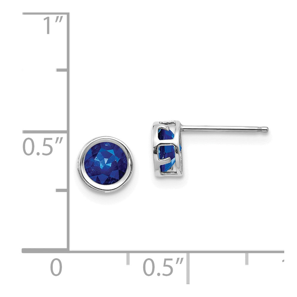 14k White Gold  5mm Bezel Sapphire Stud Earrings