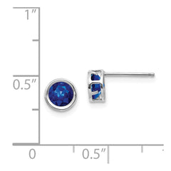 14k White Gold  5mm Bezel Sapphire Stud Earrings