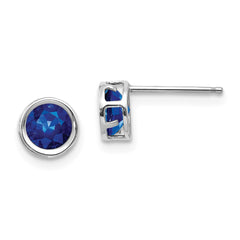 14K White Gold  5mm Bezel Sapphire Stud Earrings