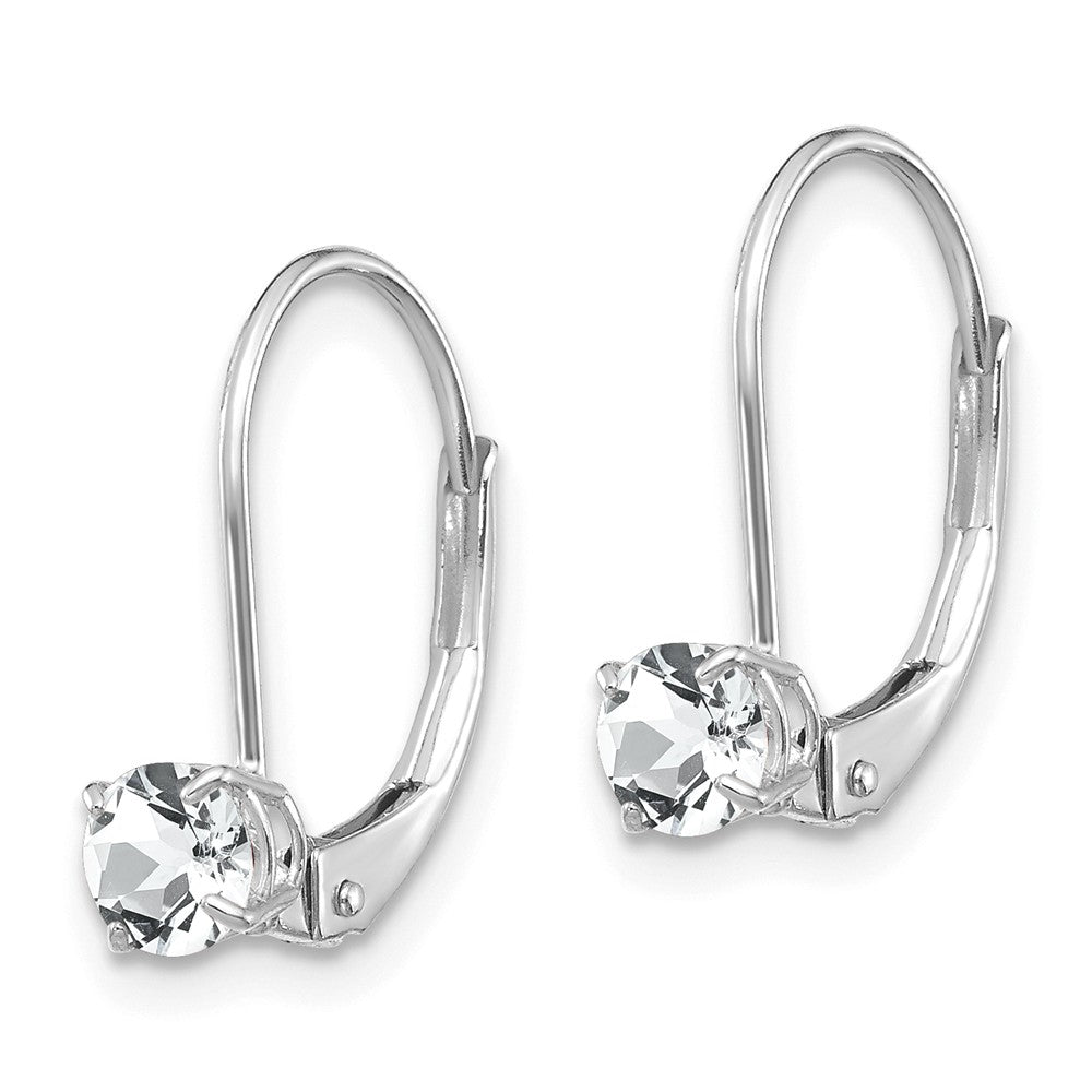 14K White Gold 4mm White Topaz/April Earrings