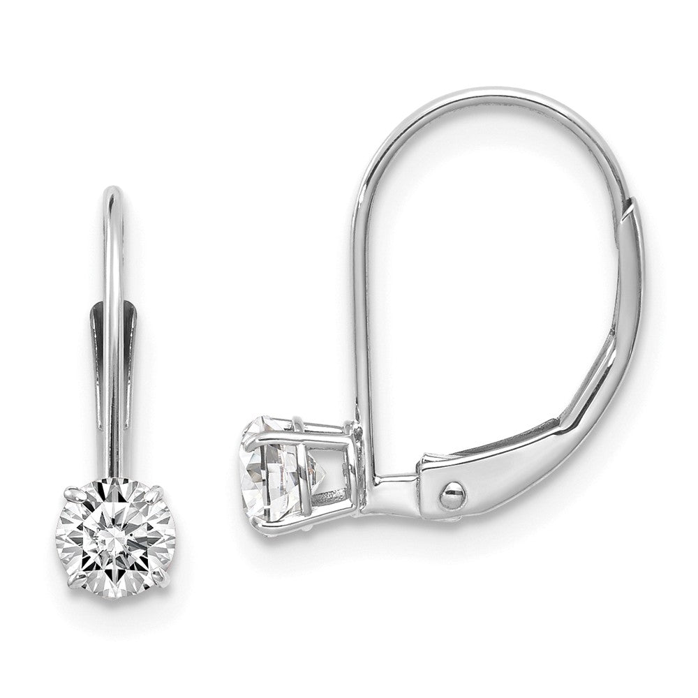 14K White Gold 4mm White Topaz/April Earrings