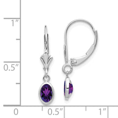 14k White Gold 6x4mm Oval Amethyst/February Earrings