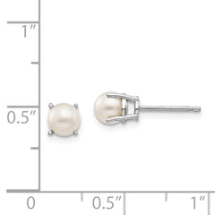 14k White Gold 4.5mm Round June/FW Cultured Pearl Post Earrings