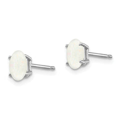 14K White Gold 6x4mm Opal Earrings