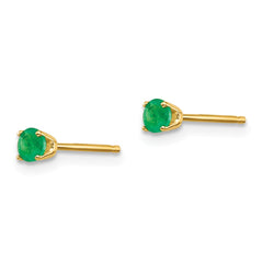 14K Yellow Gold 3mm May/Emerald Post Earrings