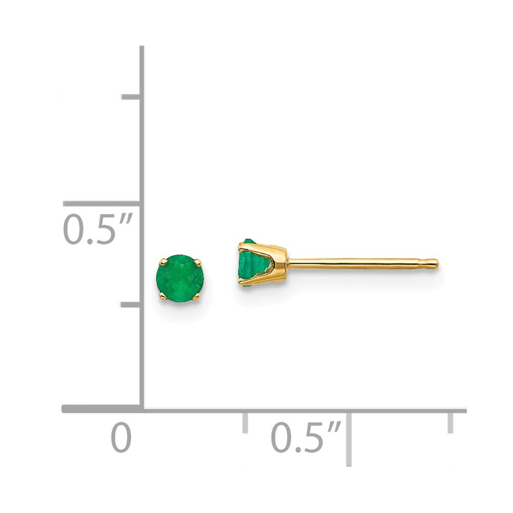 14k Yellow Gold 3mm May/Emerald Post Earrings