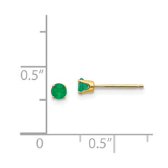 14k Yellow Gold 3mm May/Emerald Post Earrings