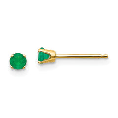 14K Yellow Gold 3mm May/Emerald Post Earrings