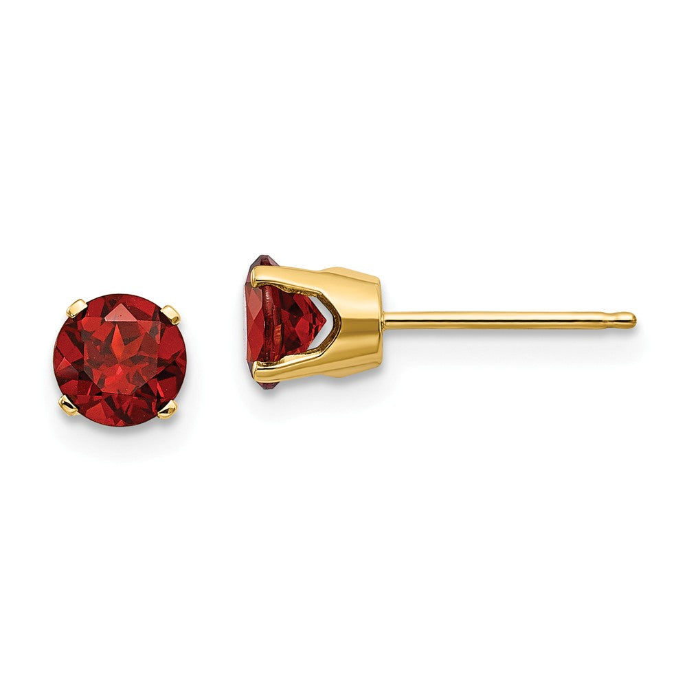 14K 5mm Garnet Earrings January