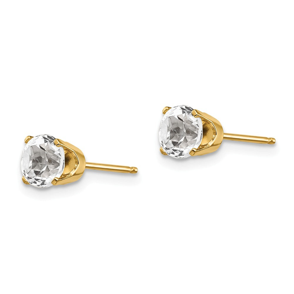 14K 5mm White Topaz Earrings - April