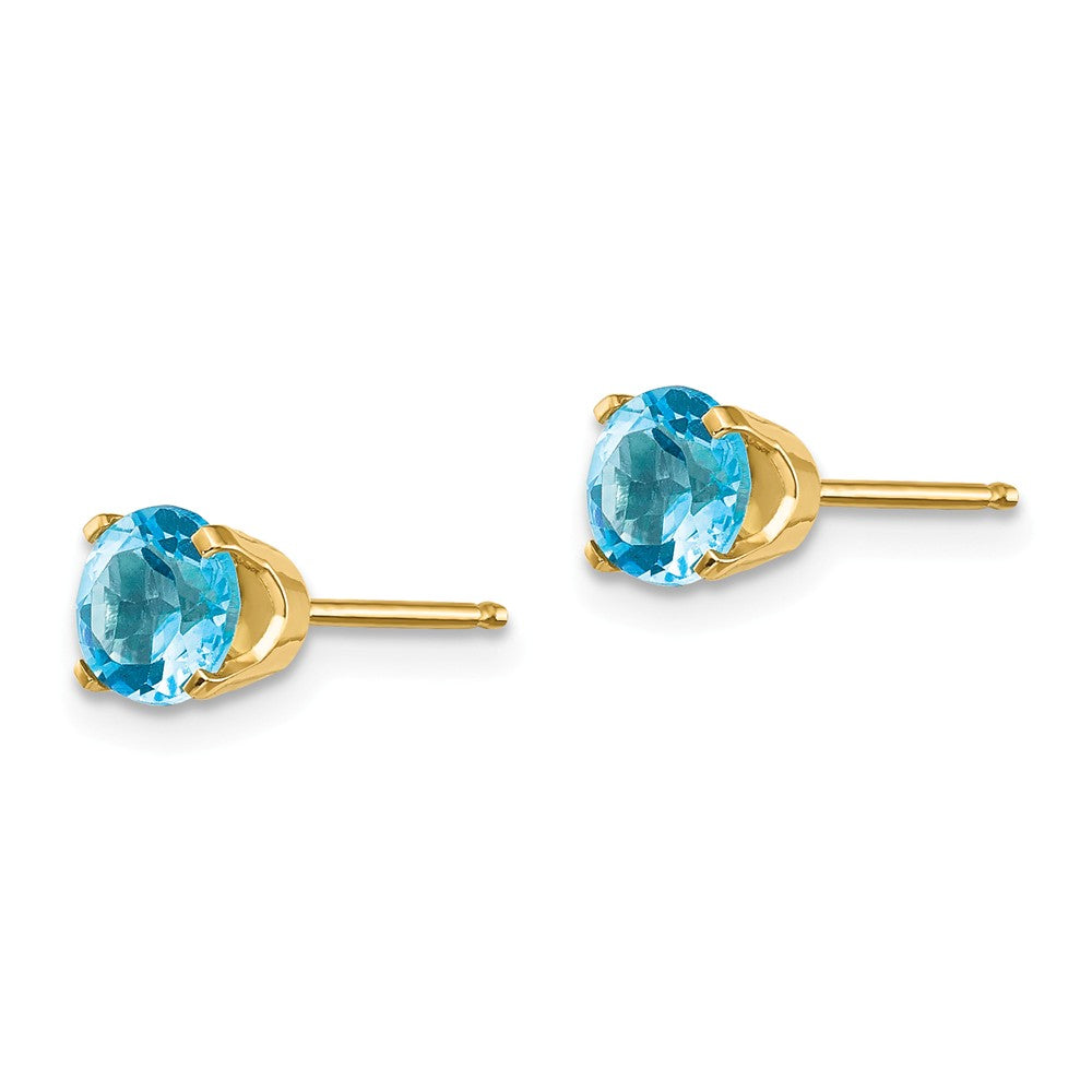 14K 5mm Blue Topaz Earrings December