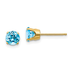 14K 5mm Blue Topaz Earrings - December