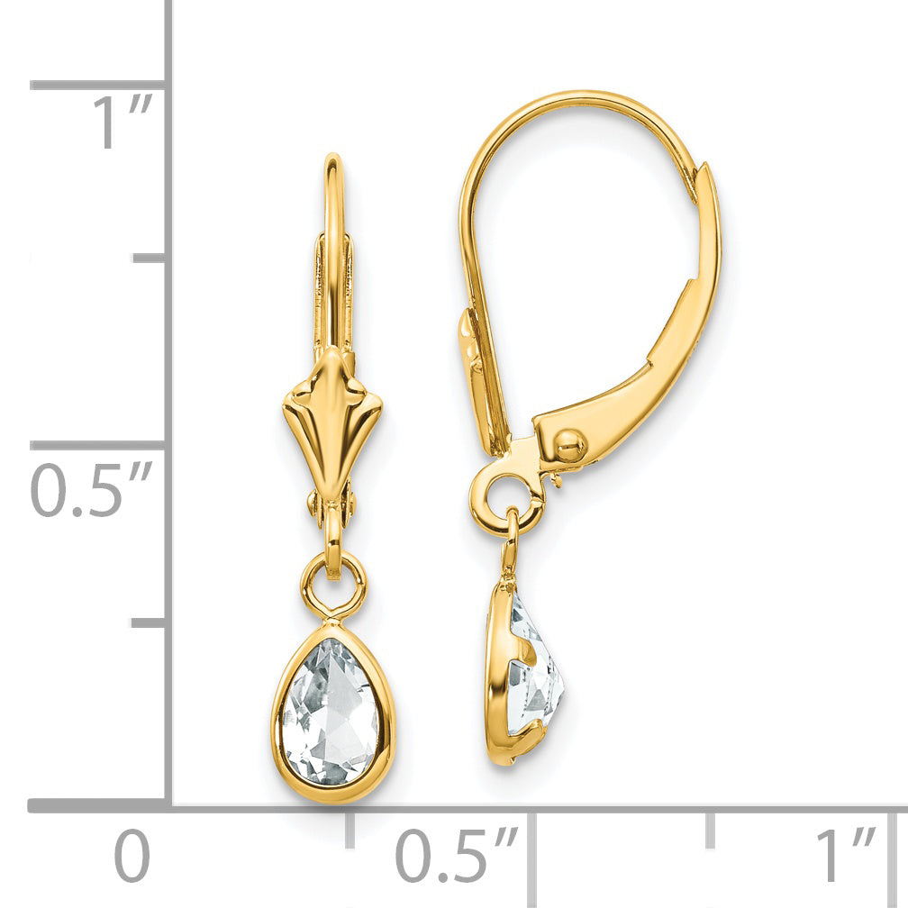 14k 6x4mm April White Topaz Earrings