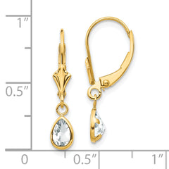 14k 6x4mm April White Topaz Earrings