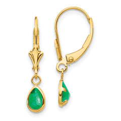 14k 6x4mm Emerald/May Earrings