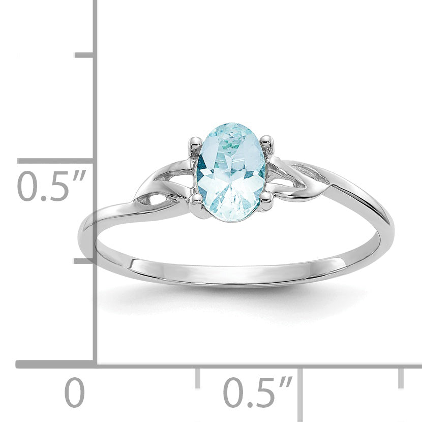 14k White Gold Aquamarine Birthstone Ring