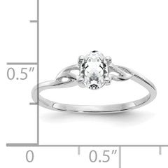 14k White Gold White Topaz Birthstone Ring