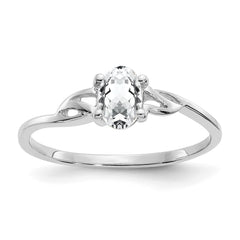 14k White Gold White Topaz Birthstone Ring