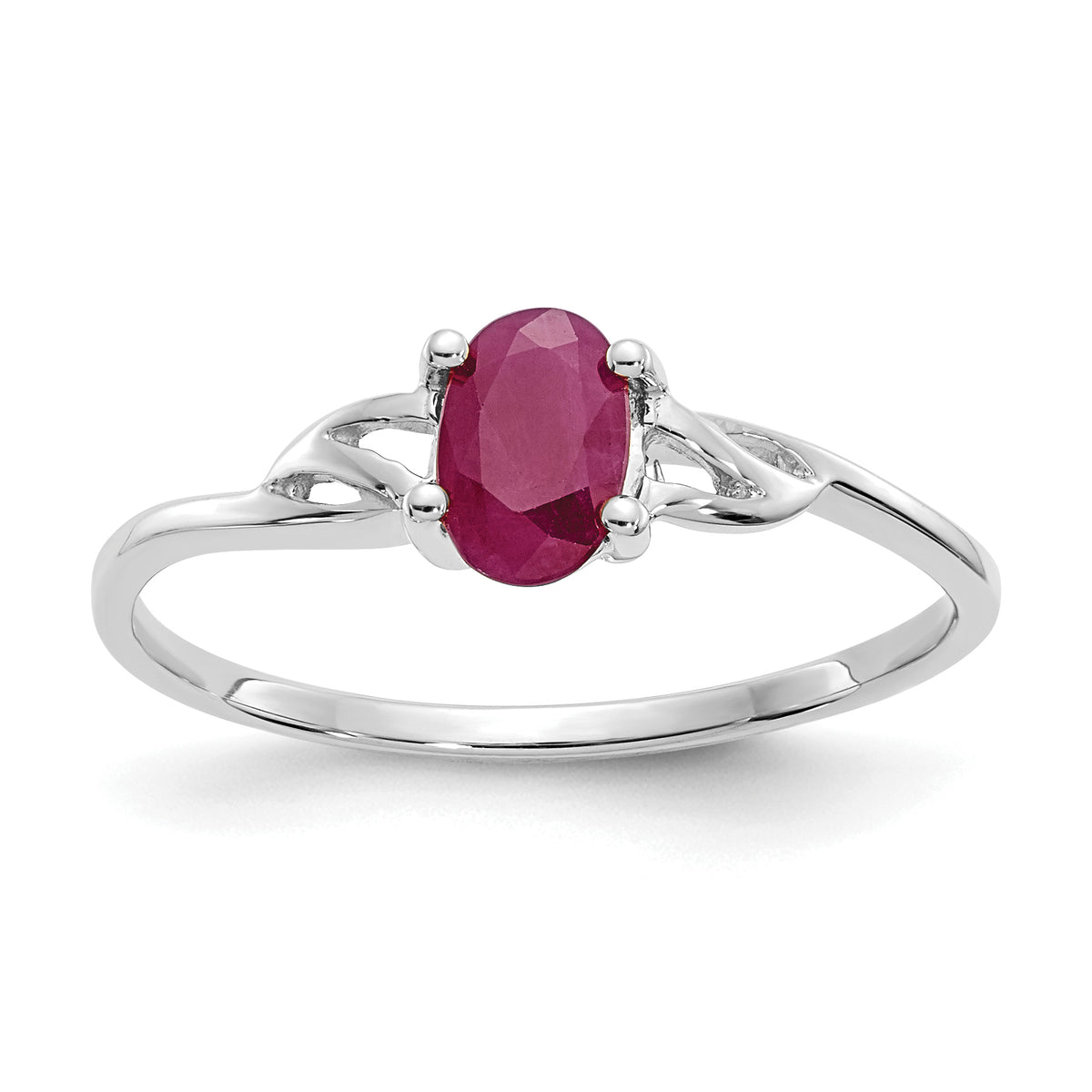 14k White Gold Ruby Birthstone Ring