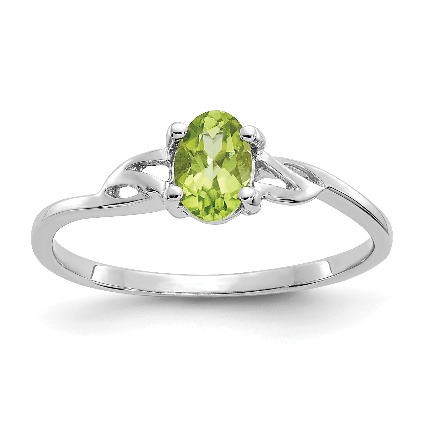 14k White Gold Peridot Birthstone Ring