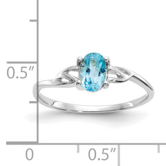 14k White Gold Blue Topaz Birthstone Ring