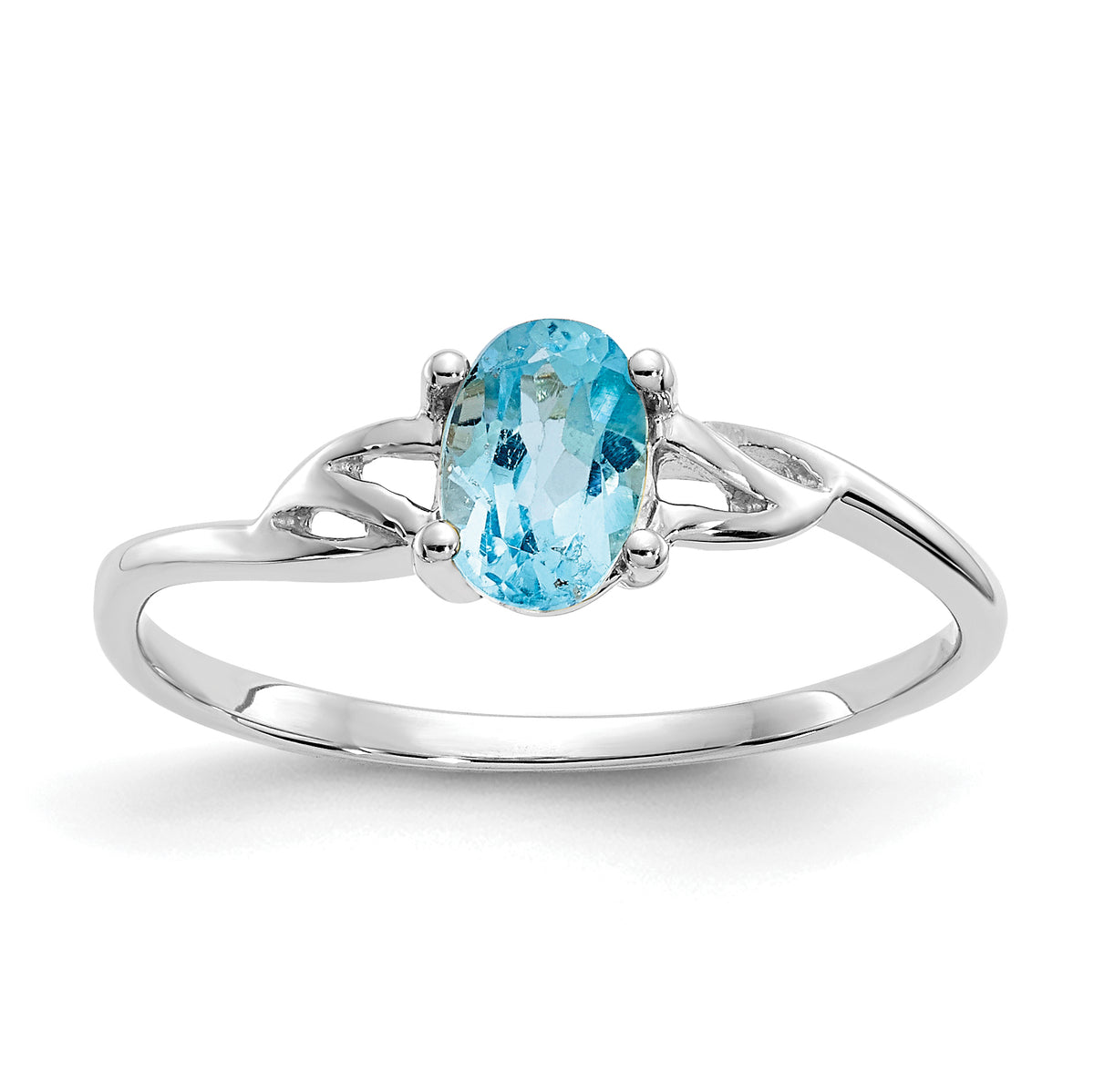 14k White Gold Blue Topaz Birthstone Ring