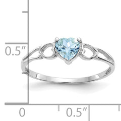 14k White Gold Aquamarine Birthstone Ring