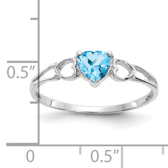 14k White Gold Blue Topaz Birthstone Ring