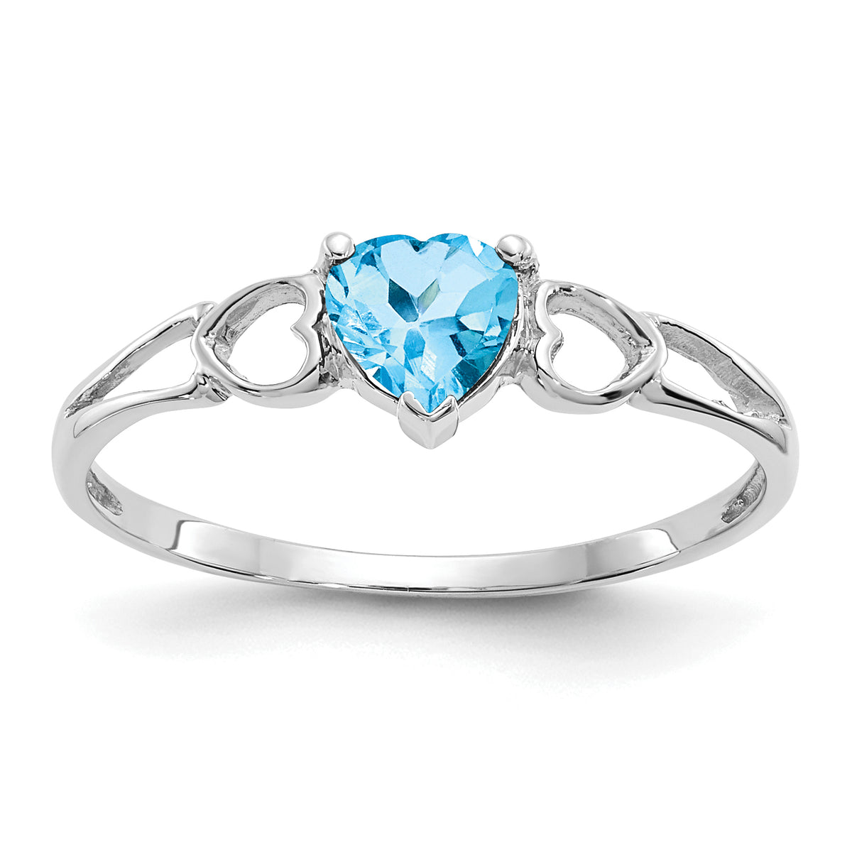 14k White Gold Blue Topaz Birthstone Ring