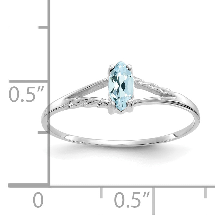 14k White Gold Aquamarine Birthstone Ring