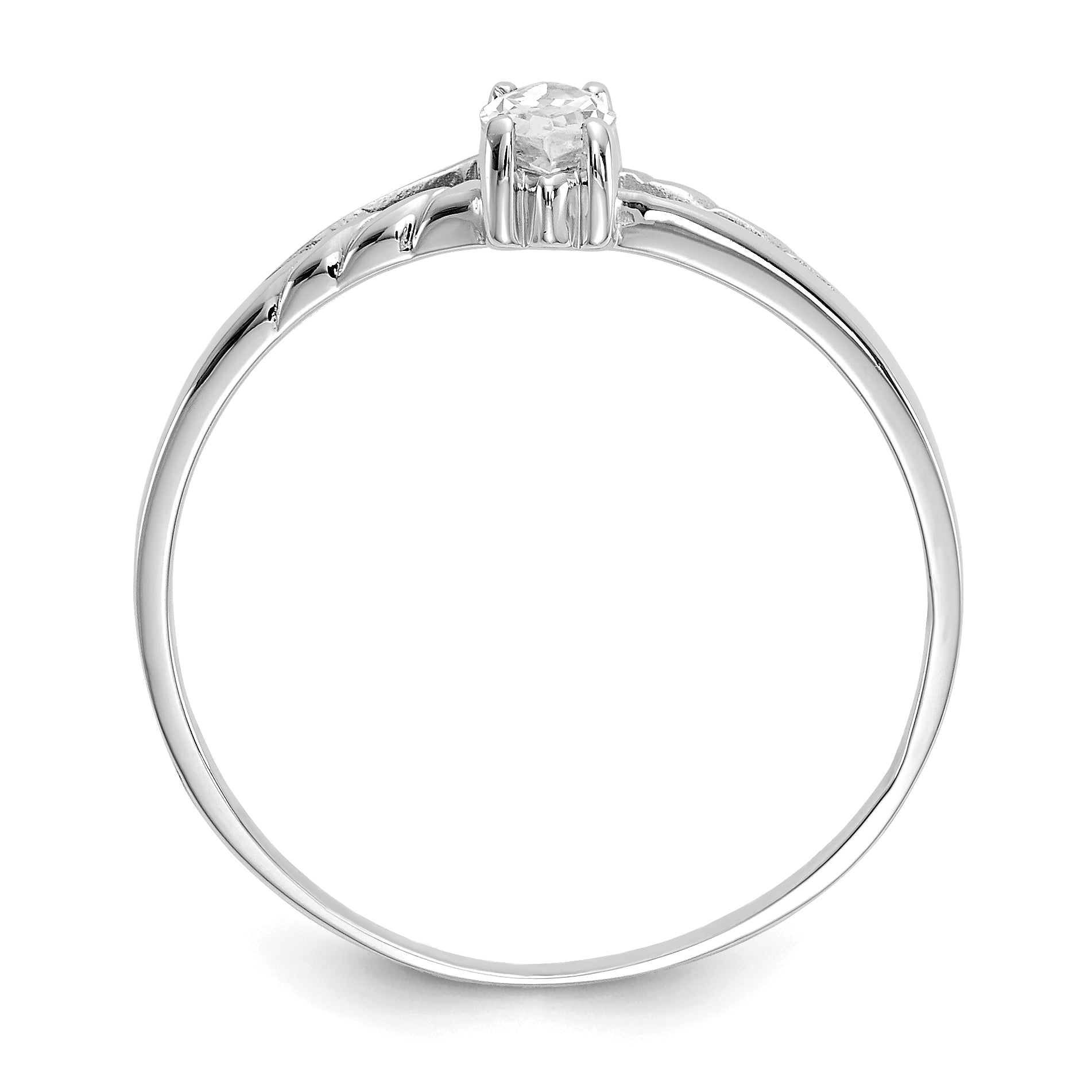 14k White Gold White Topaz Birthstone Ring