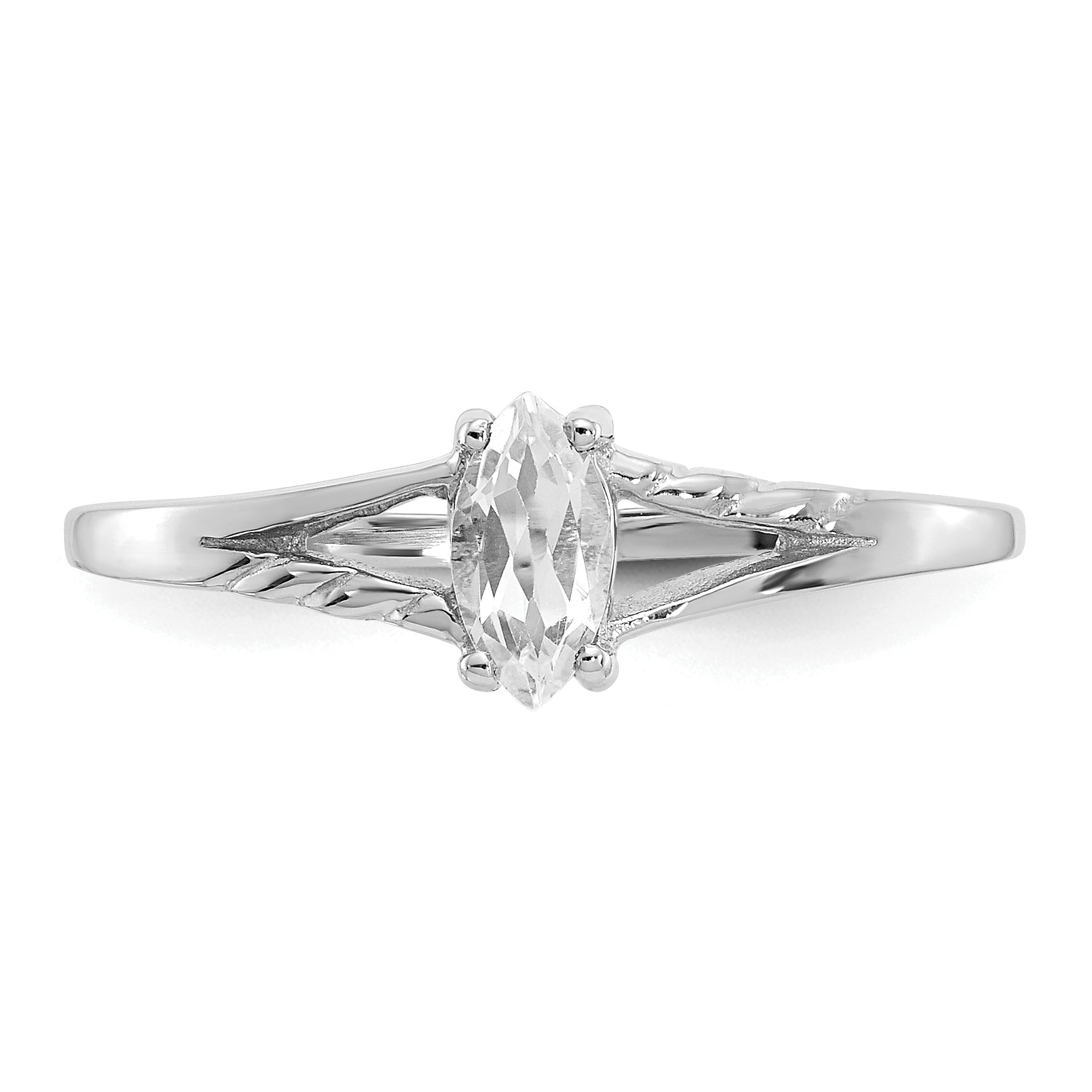 14k White Gold White Topaz Birthstone Ring