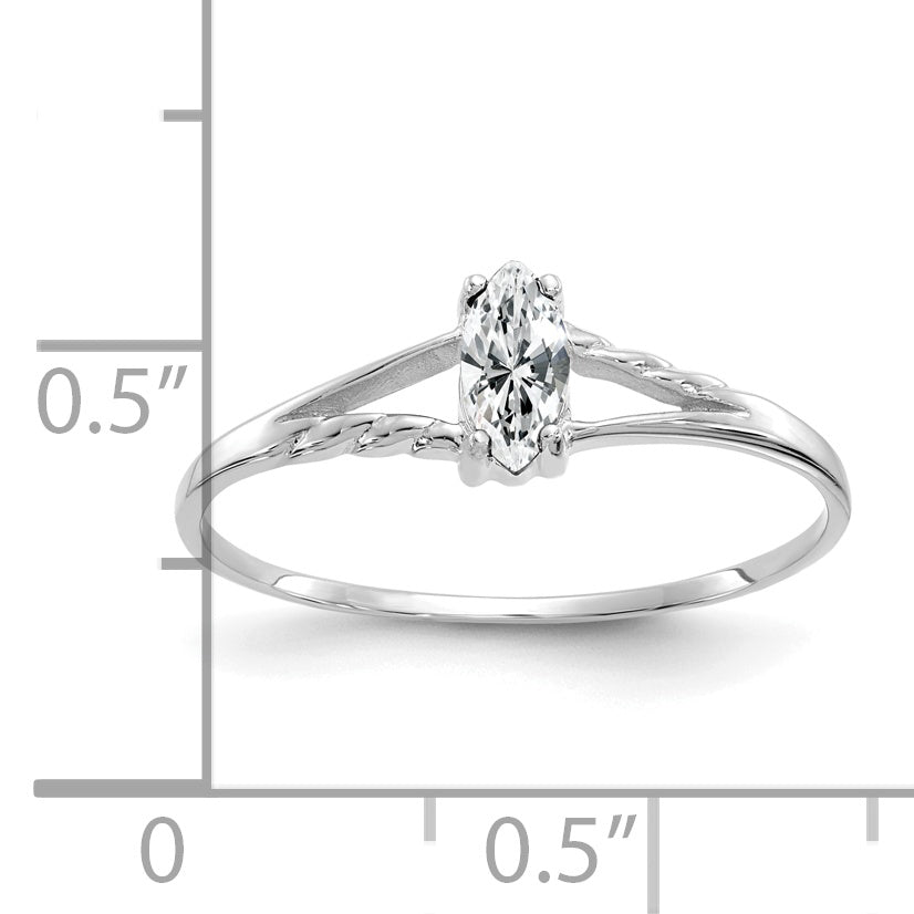 14k White Gold White Topaz Birthstone Ring