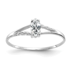 14k White Gold White Topaz Birthstone Ring