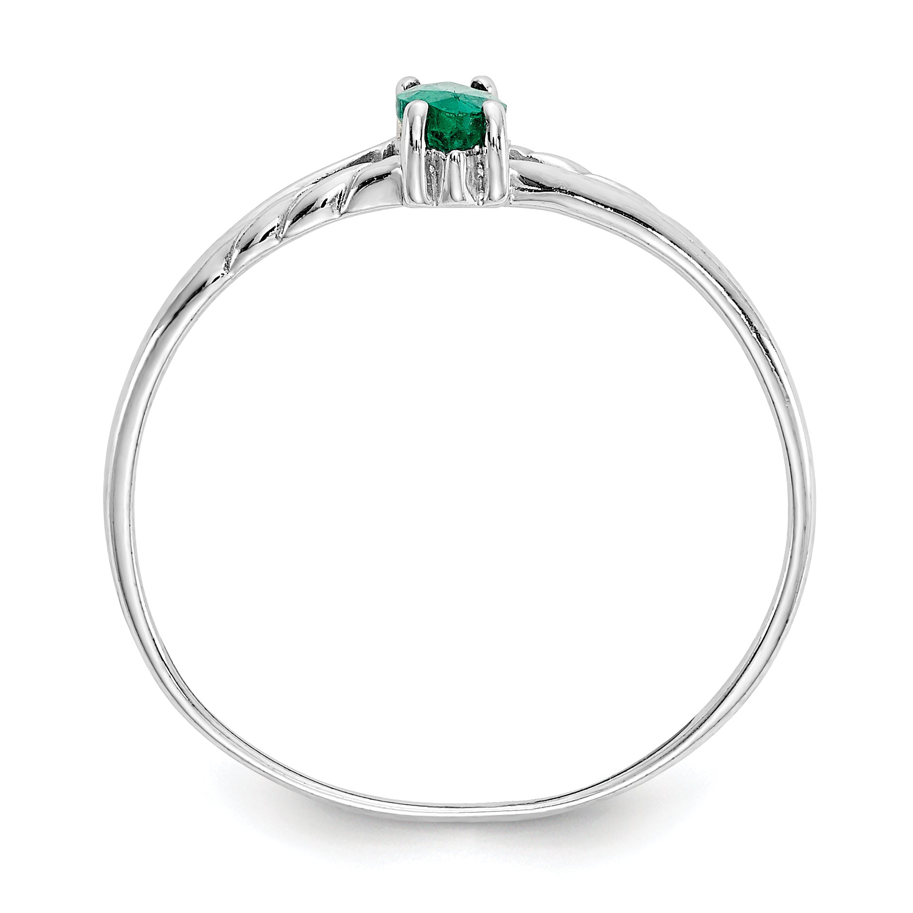 14k White Gold Emerald Birthstone Ring