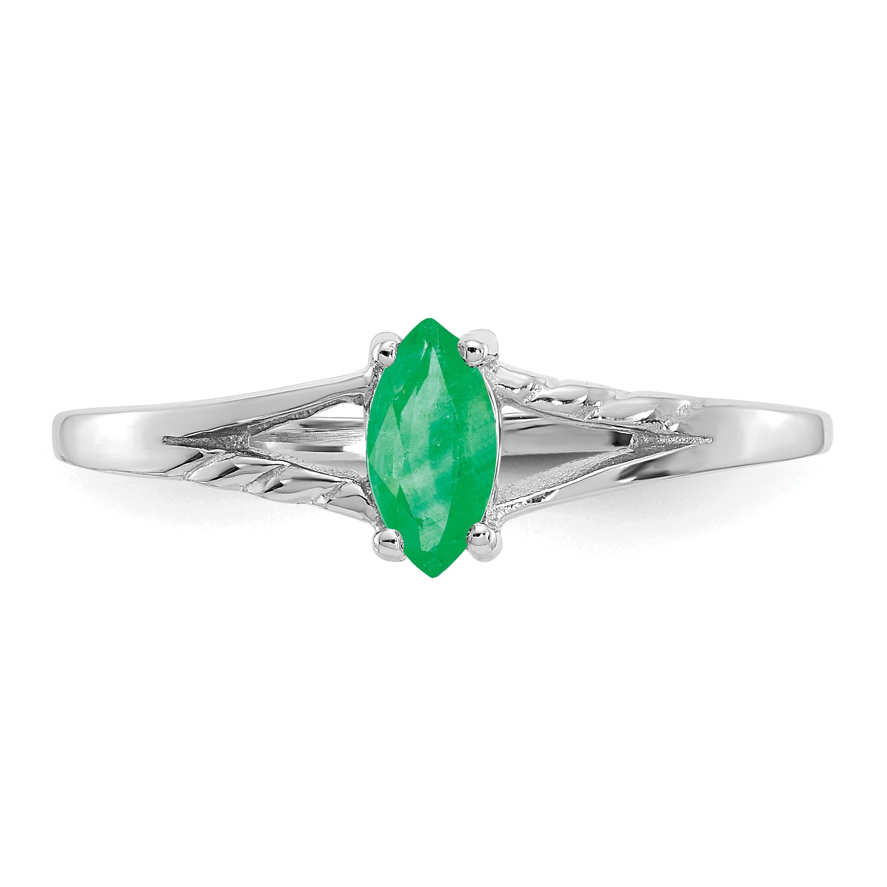 14k White Gold Emerald Birthstone Ring