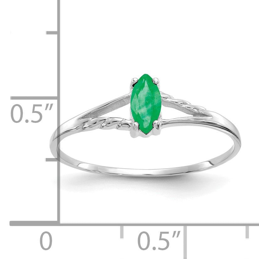 14k White Gold Emerald Birthstone Ring