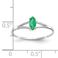 14k White Gold Emerald Birthstone Ring