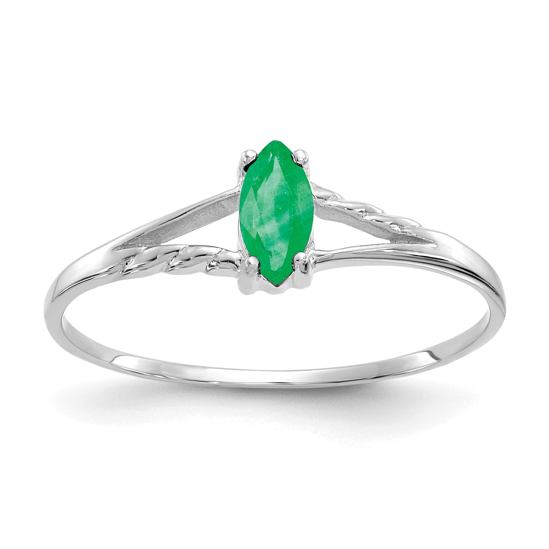 14k White Gold Emerald Birthstone Ring